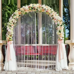 7.2 Ft Garden Arbor, Metal Trellis Arch for Climbing Plants, Indoor Outdoor Rose Arbor with Gate