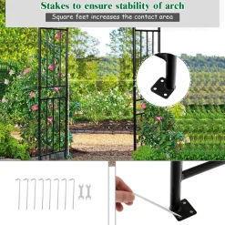 7.2 Ft Garden Arbor, Metal Trellis Arch for Climbing Plants, Indoor Outdoor Rose Arbor with Gate