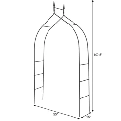 8.4 Ft Gothic Garden Arbor, Metal Arbor Trellis for Climbing Plants, Roses, Vines