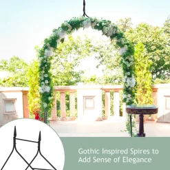 8.4 Ft Gothic Garden Arbor, Metal Arbor Trellis for Climbing Plants, Roses, Vines