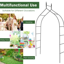 8.4 Ft Gothic Garden Arbor, Metal Arbor Trellis for Climbing Plants, Roses, Vines