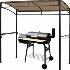 7ft Grill Gazebo, Patio Barbecue Canopy with Serving Shelf and Storage Hooks