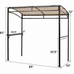 7ft Grill Gazebo, Patio Barbecue Canopy with Serving Shelf and Storage Hooks