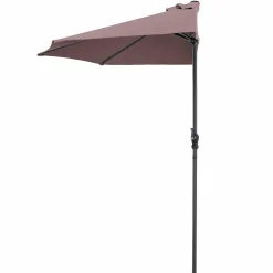 9 ft Half Round Outdoor Patio Umbrella, Market Umbrella with Crank and 5 ribs
