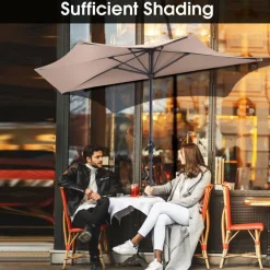 9 ft Half Round Outdoor Patio Umbrella, Market Umbrella with Crank and 5 ribs