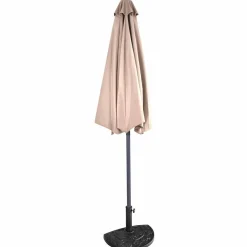 9 ft Half Round Outdoor Patio Umbrella, Market Umbrella with Crank and 5 ribs
