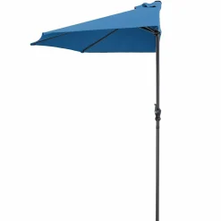 9 ft Half Round Outdoor Patio Umbrella, Market Umbrella with Crank and 5 ribs
