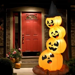 7 Ft Halloween Inflatable Stacked Pumpkins with Build-in LED Lights & Blower