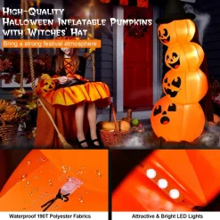 7 Ft Halloween Inflatable Stacked Pumpkins with Build-in LED Lights & Blower