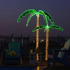 7 FT LED Lighted Palm Tree with 306 LED Lights, Outdoor & Indoor Holiday Decoration
