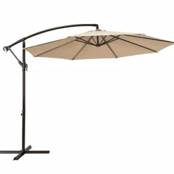 10FT Patio Offset Umbrella, Outdoor Cantilever Umbrella with Easy Tilt Adjustment & 8 Ribs