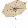 10FT Solar Powered 24 LED Lighted Patio Umbrella, Table Market Umbrella with Tilt Adjustment and Crank Handle