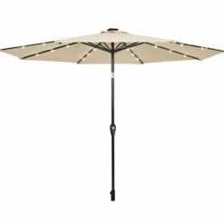 10FT Solar Powered 24 LED Lighted Patio Umbrella, Table Market Umbrella with Tilt Adjustment and Crank Handle