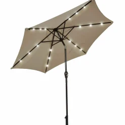 9FT Solar Powered LED Lighted Patio Umbrella, Table Market Umbrella with Tilt and Crank
