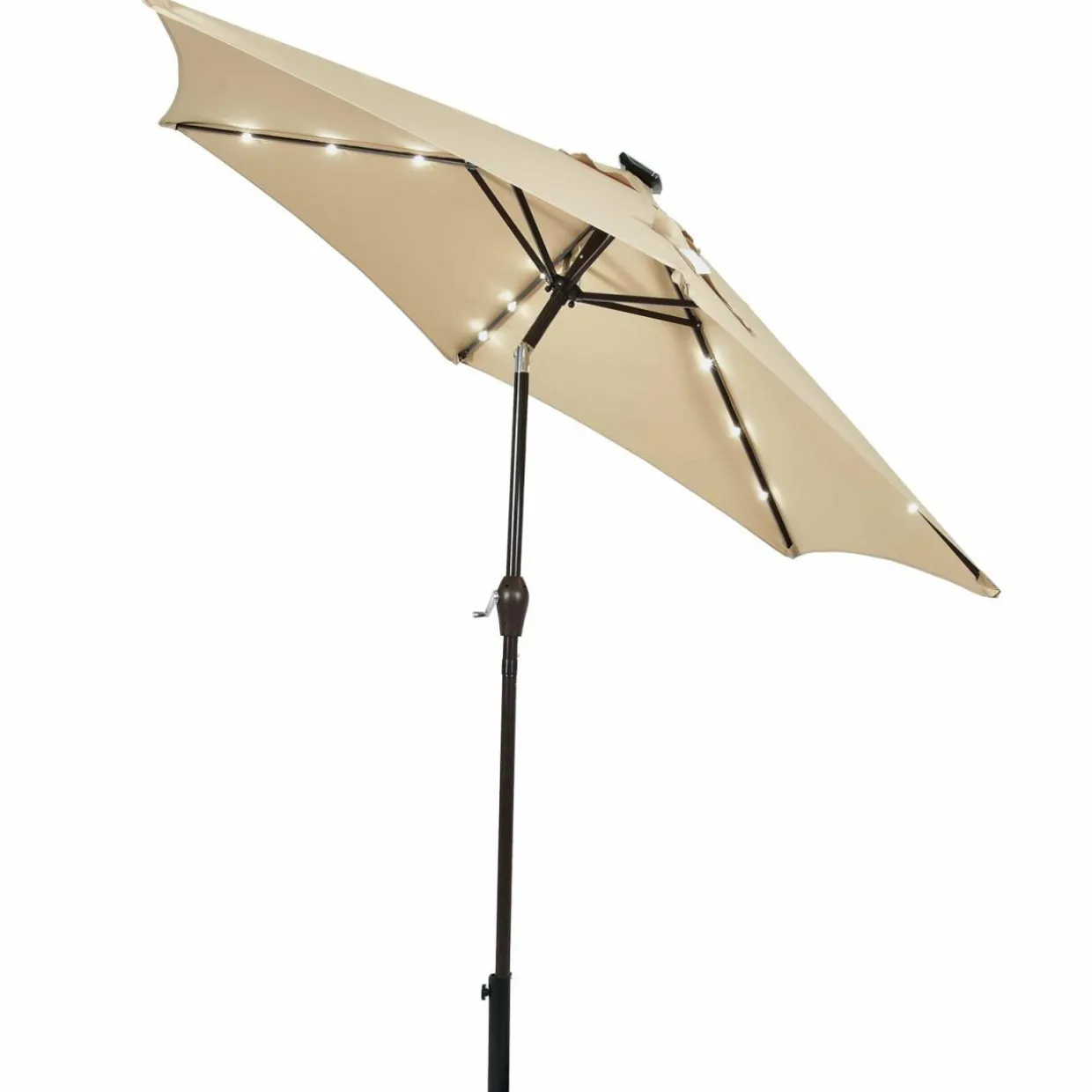 9FT Solar Powered LED Lighted Patio Umbrella, Table Market Umbrella with Tilt and Crank