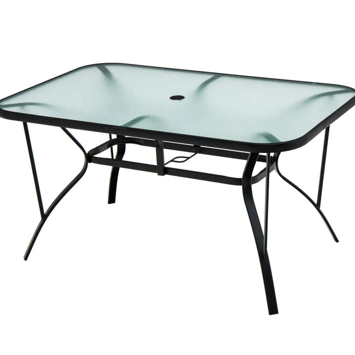 Furniture Set, Outdoor Furniture Set with 6 Stackable Armchairs, 55 Inches Dining Table with 1.5 Inches Umbrella Hole