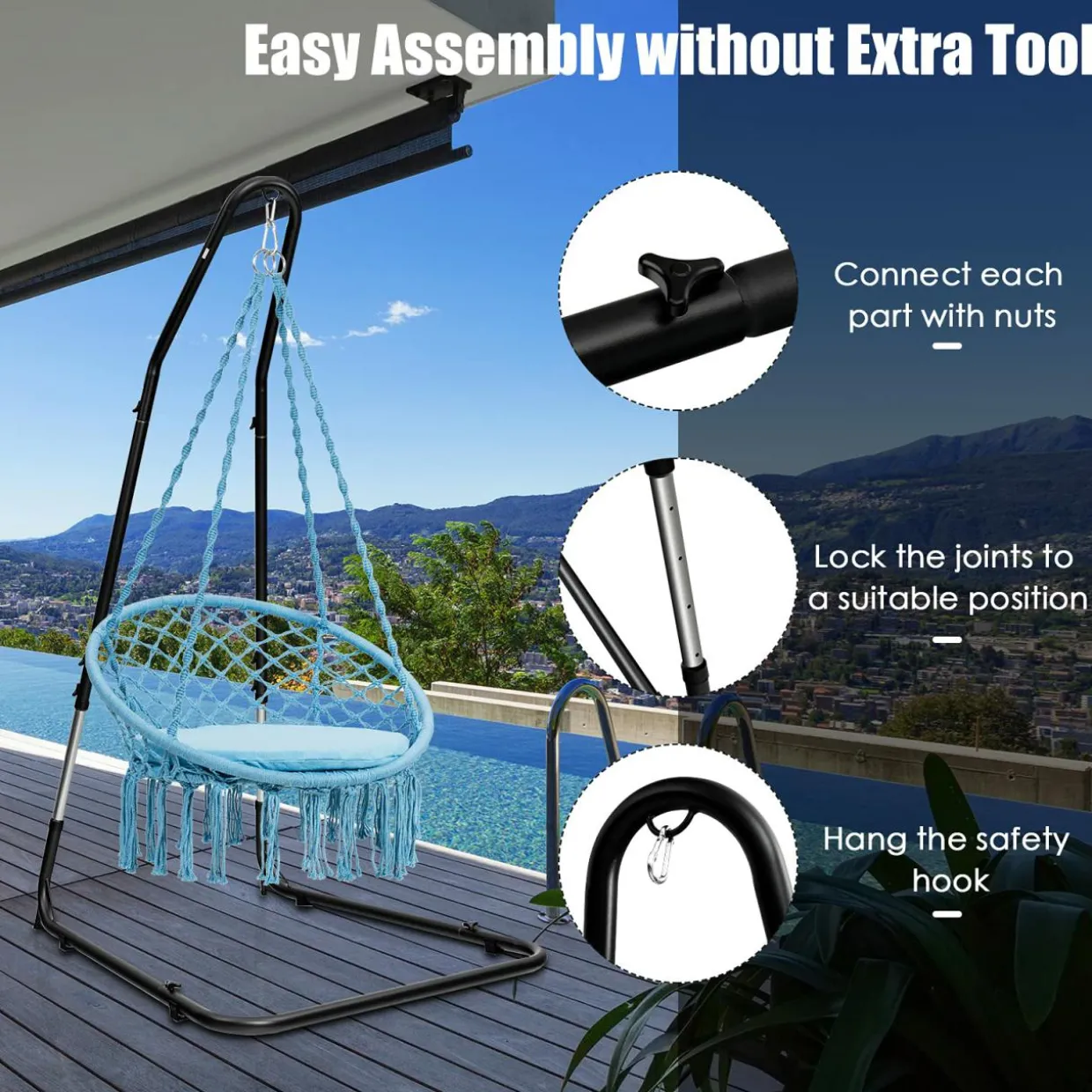 Hammock Stand, 360-Degree Rotation, Ideal for Backyard, Bedroom