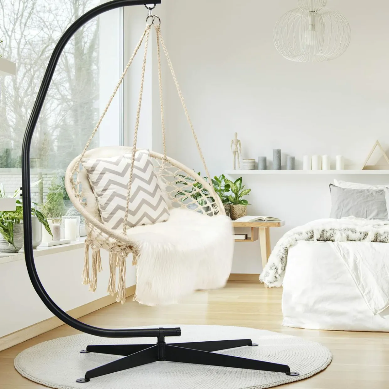 Hammock Stand, Steel C Stand for Hanging Chair, 360-Degree Rotation Egg Chair Stand