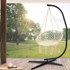 Hammock Stand, Steel C Stand for Hanging Chair, 360-Degree Rotation Egg Chair Stand