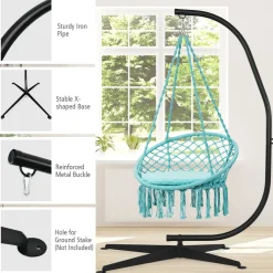 Hammock Stand, Steel C Stand for Hanging Chair, 360-Degree Rotation Egg Chair Stand