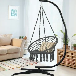 Hammock Stand, Steel C Stand for Hanging Chair, 360-Degree Rotation Egg Chair Stand