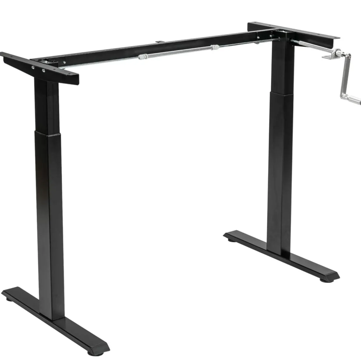 Hand Crank Stand Up Desk Frame, Manual Height Adjustable Standing Workstation with Foldable Crank Handle