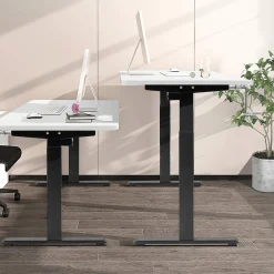 Hand Crank Stand Up Desk Frame, Manual Height Adjustable Standing Workstation with Foldable Crank Handle