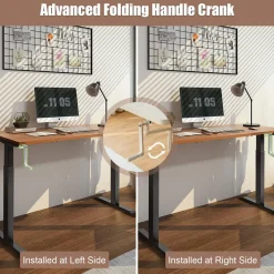 Hand Crank Stand Up Desk Frame, Manual Height Adjustable Standing Workstation with Foldable Crank Handle