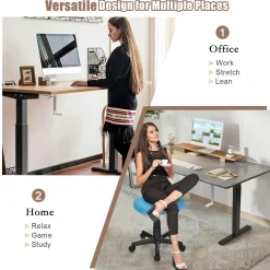 Hand Crank Stand Up Desk Frame, Manual Height Adjustable Standing Workstation with Foldable Crank Handle