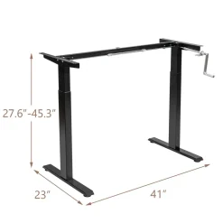 Hand Crank Stand Up Desk Frame, Manual Height Adjustable Standing Workstation with Foldable Crank Handle