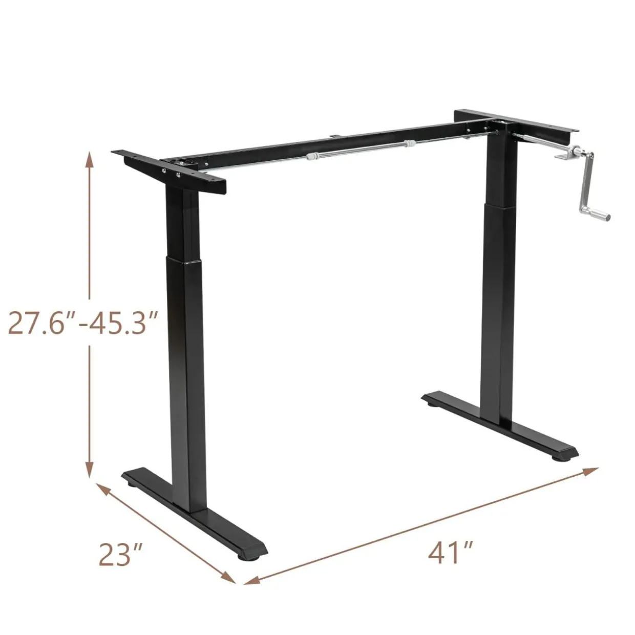 Hand Crank Stand Up Desk Frame, Manual Height Adjustable Standing Workstation with Foldable Crank Handle
