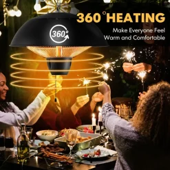 Hanging Patio Heater, 1500W Ceiling Mounted Infrared Heater with 1S Fast Heating
