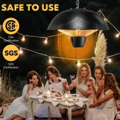 Hanging Patio Heater, 1500W Ceiling Mounted Infrared Heater with 1S Fast Heating
