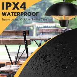 Hanging Patio Heater, 1500W Ceiling Mounted Infrared Heater with 1S Fast Heating