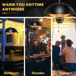 Hanging Patio Heater, 1500W Ceiling Mounted Infrared Heater with 1S Fast Heating