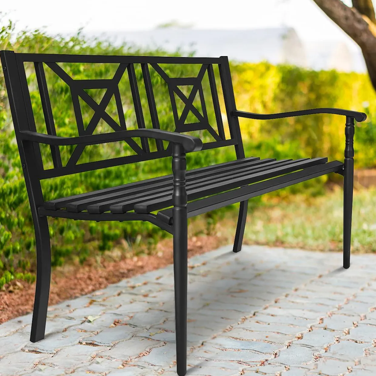 Heavy Duty Loveseat Bench for 2-3 People, Deck Bench Chair