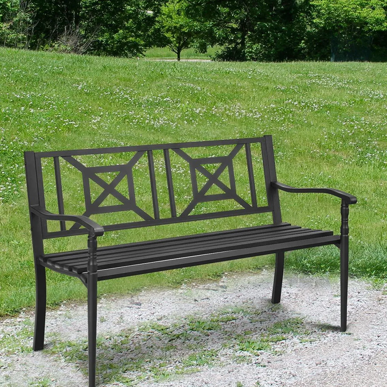Heavy Duty Loveseat Bench for 2-3 People, Deck Bench Chair