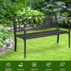 Heavy Duty Loveseat Bench for 2-3 People, Deck Bench Chair