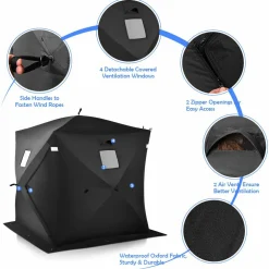 Ice Fishing Shelter, Pop-up Portable Ice Shanty Tent for 2-3 Person