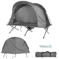 4-in-1 Camping Cot Tent for 1 Person, Foldable Elevated Tent Set, Portable Tent W/Waterproof External Cover