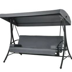 2-in-1 Convertible Porch Swing, 3-Seater Patio Swing with Adjustable Tilt Canopy
