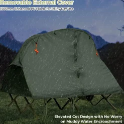 4-in-1 Folding Tent for 2 Persons W/Waterproof Cover & Self-Inflating Mattress & Roller Carrying Bag