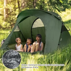 4-in-1 Folding Tent for 2 Persons W/Waterproof Cover & Self-Inflating Mattress & Roller Carrying Bag