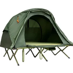4-in-1 Folding Tent for 2 Persons W/Waterproof Cover & Self-Inflating Mattress & Roller Carrying Bag