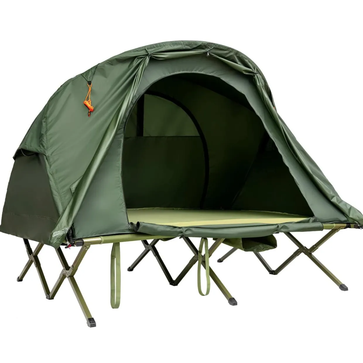 4-in-1 Folding Tent for 2 Persons W/Waterproof Cover & Self-Inflating Mattress & Roller Carrying Bag