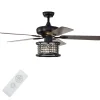 52-Inch Ceiling Fan Light, Reversible Fan Light with 3-Speed (Matte Black)