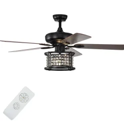 52-Inch Ceiling Fan Light, Reversible Fan Light with 3-Speed (Matte Black)