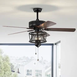 50-Inch Ceiling Fan with Lights, 3-Speed Adjustable (Coffee)