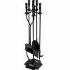 32 inch Fireplace Set 5 Piece Rustic Heavy Duty Compact Wrought Iron Fire Place Tool Set with Pedestal Place