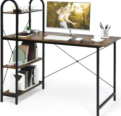48-Inch Reversible Computer Desk with Storage Shelves